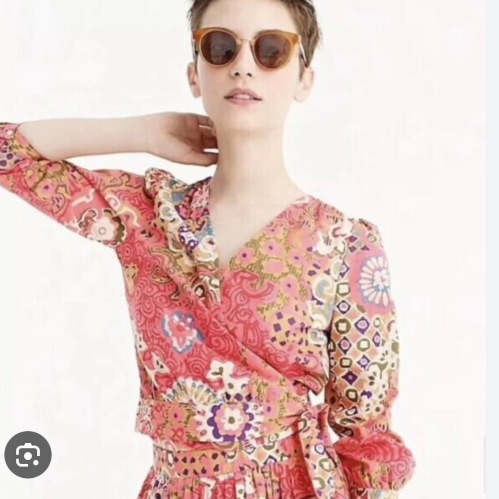 J.Crew wrap top in vibrant paisley